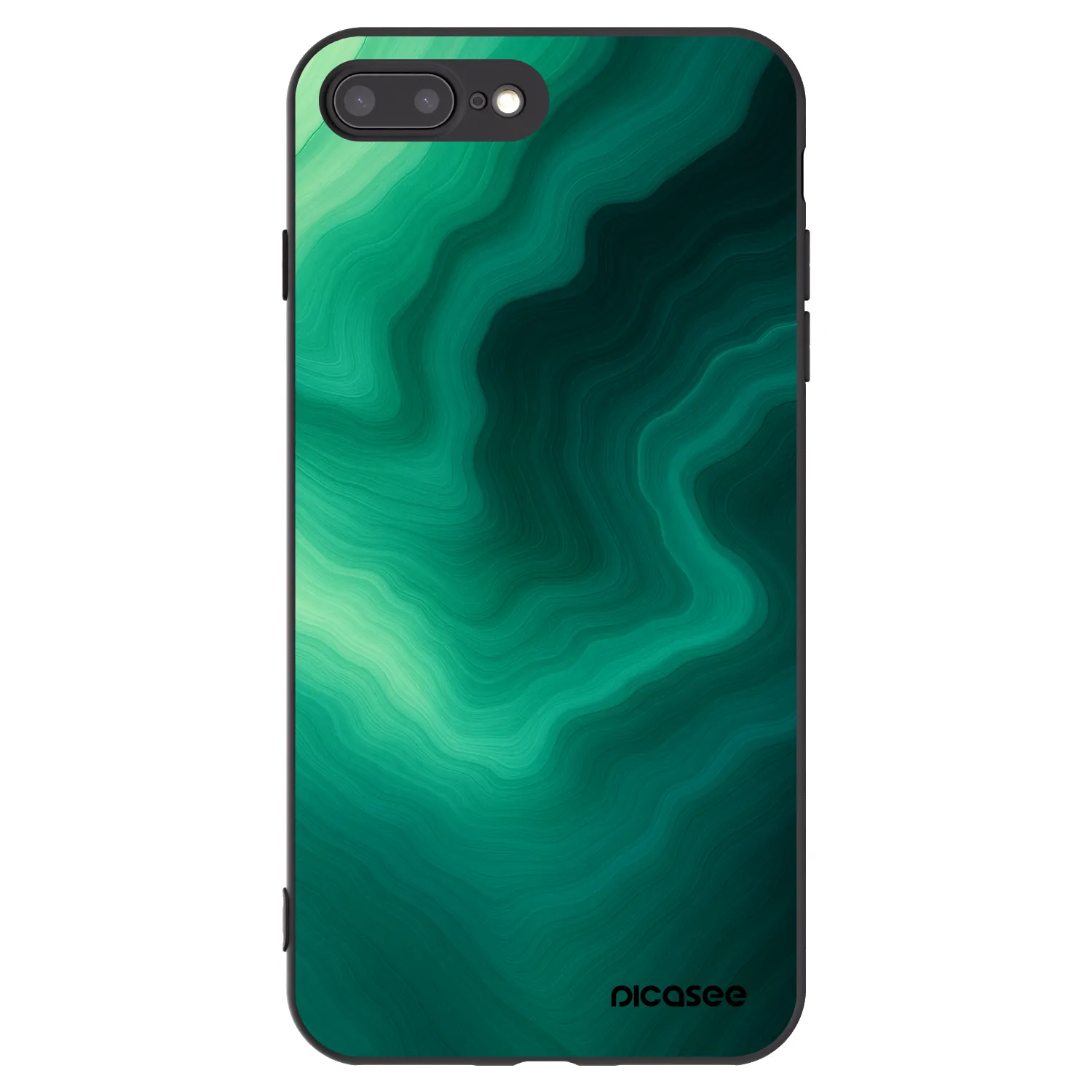 Picasee Apple iPhone 8 Plus Hülle - Schwarzes Silikon - Malachite