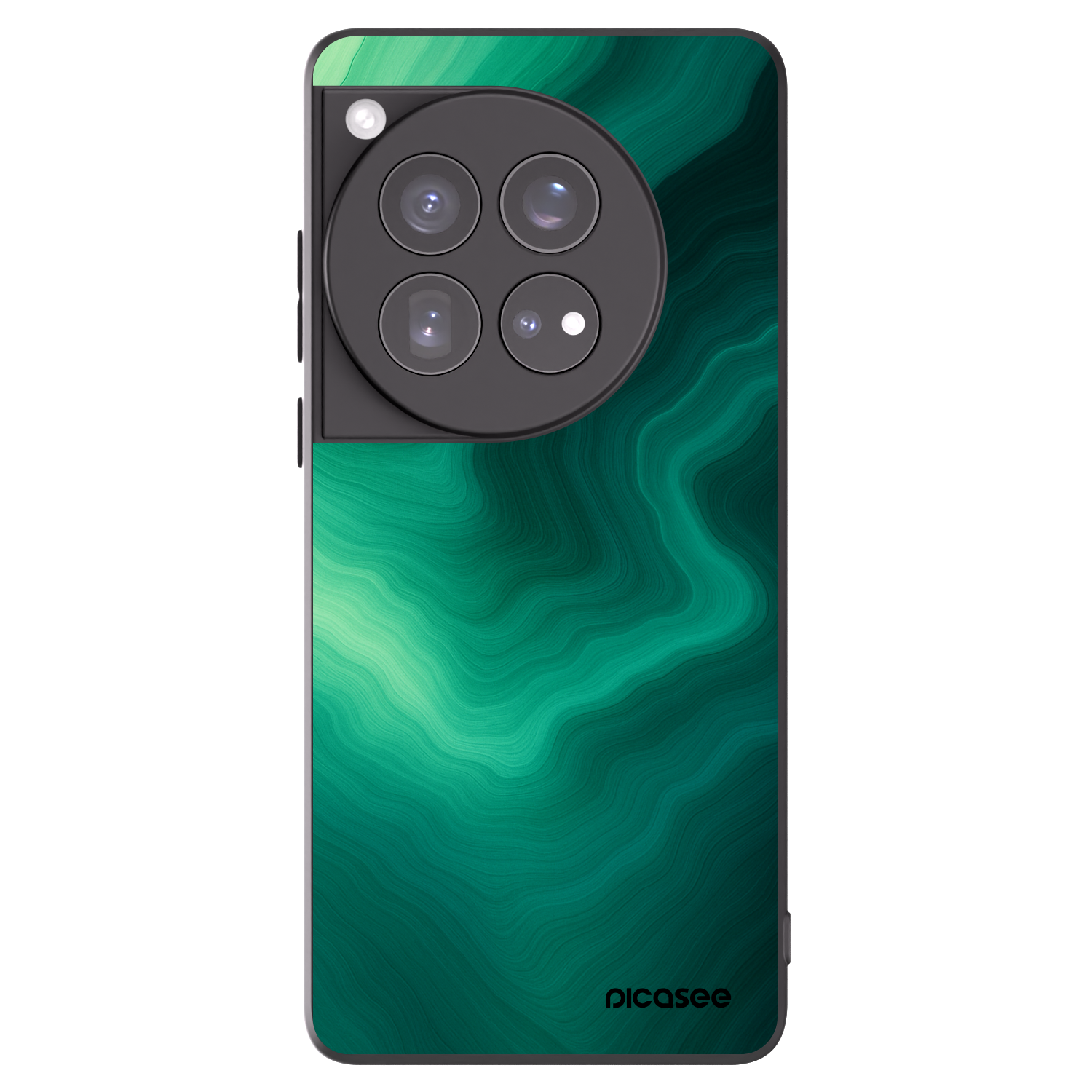 Picasee OnePlus 12 5G Hülle - Schwarzes Silikon - Malachite