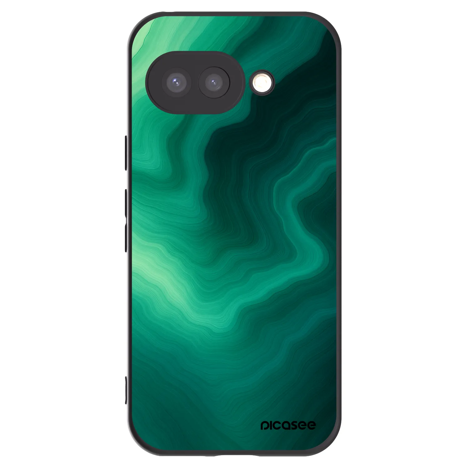 Picasee Google Pixel 9a Hülle - Schwarzes Silikon - Malachite