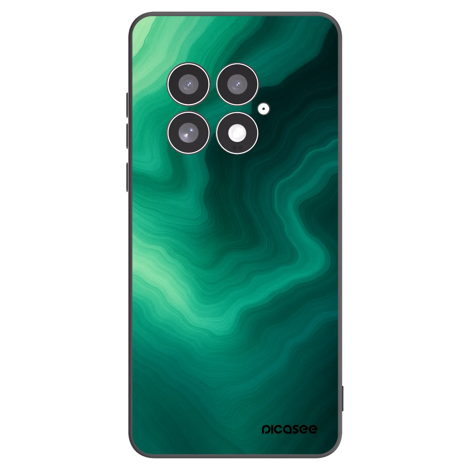Picasee OnePlus 13 5G Hülle - Schwarzes Silikon - Malachite