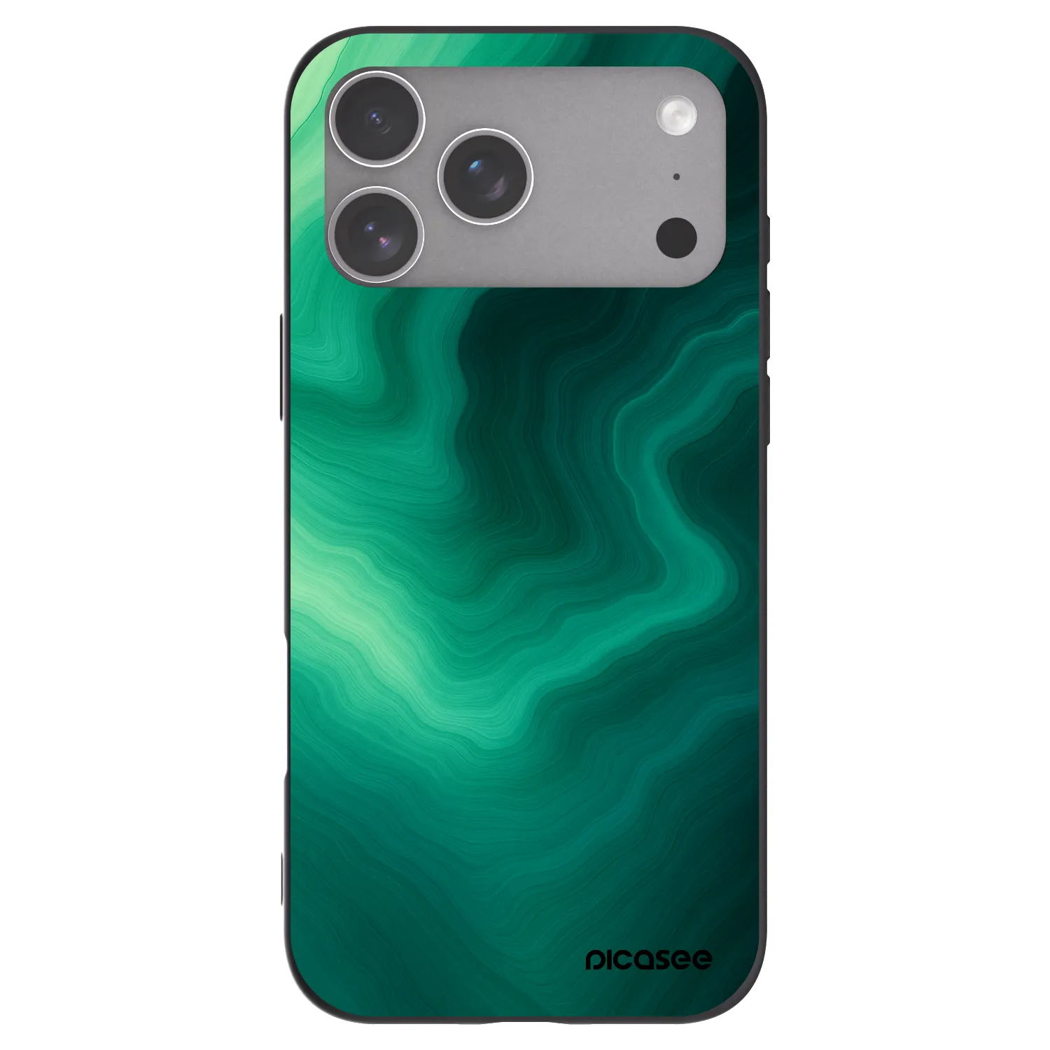 Picasee Apple iPhone 18 Pro Max Hülle - Schwarzes Silikon - Malachite