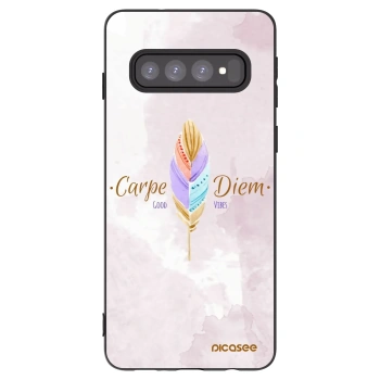 Picasee Samsung Galaxy S10 G973 Hülle - Schwarzes Silikon - Genieße den Tag