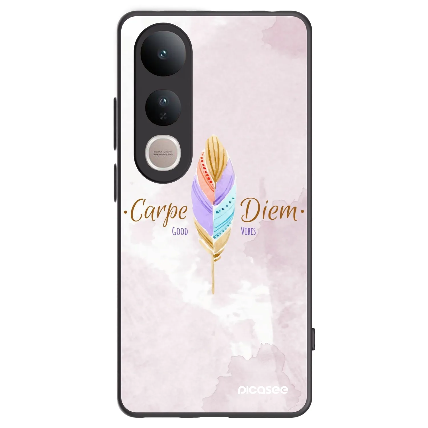 Picasee Vivo V50 Lite 5G Hülle - Schwarzes Silikon - Genieße den Tag