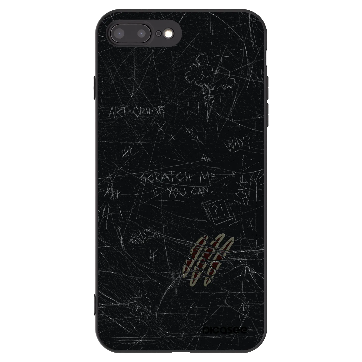 Picasee Apple iPhone 8 Plus Hülle - Schwarzes Silikon - SCRATCH