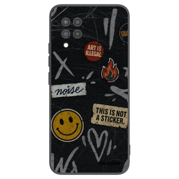 Picasee Samsung Galaxy A42 A426B Hülle - Schwarzes Silikon - STICKERS x TAGS