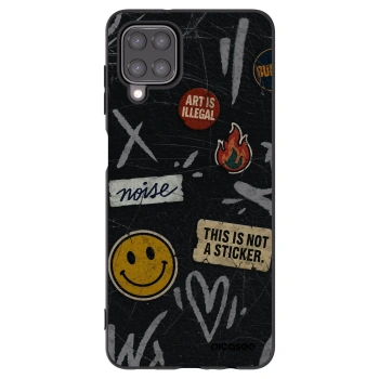 Picasee Samsung Galaxy M12 M127F Hülle - Schwarzes Silikon - STICKERS x TAGS