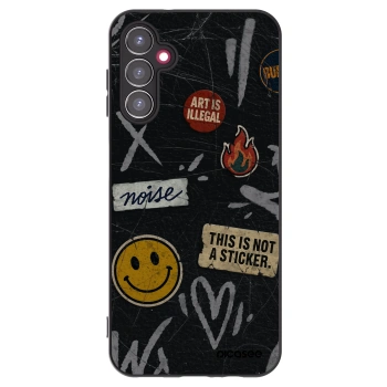 Picasee Samsung Galaxy A14 5G A146P Hülle - Schwarzes Silikon - STICKERS x TAGS