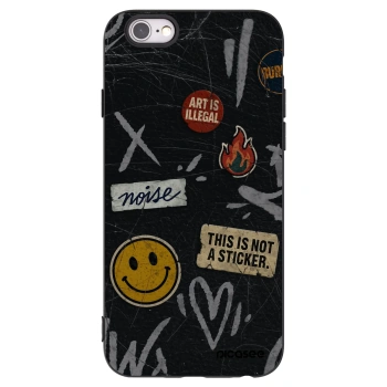 Picasee Apple iPhone 6/6S Hülle - Schwarzes Silikon - STICKERS x TAGS