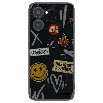 Picasee Realme 10 4G Hülle - Schwarzes Silikon - STICKERS x TAGS