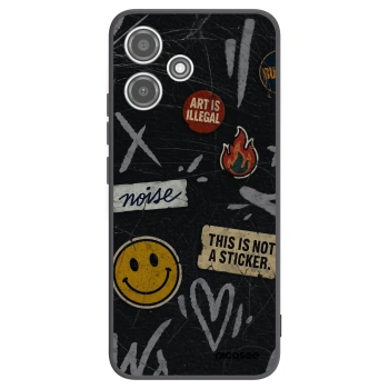 Picasee Xiaomi Redmi 12 5G Hülle - Schwarzes Silikon - STICKERS x TAGS