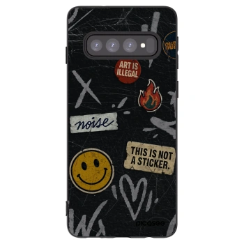 Picasee Samsung Galaxy S10 G973 Hülle - Schwarzes Silikon - STICKERS x TAGS