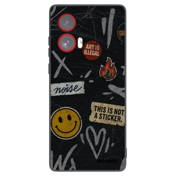 Picasee Motorola Edge 50 Fusion Hülle - Schwarzes Silikon - STICKERS x TAGS