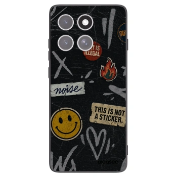 Picasee Motorola Edge 60 Fusion Hülle - Schwarzes Silikon - STICKERS x TAGS