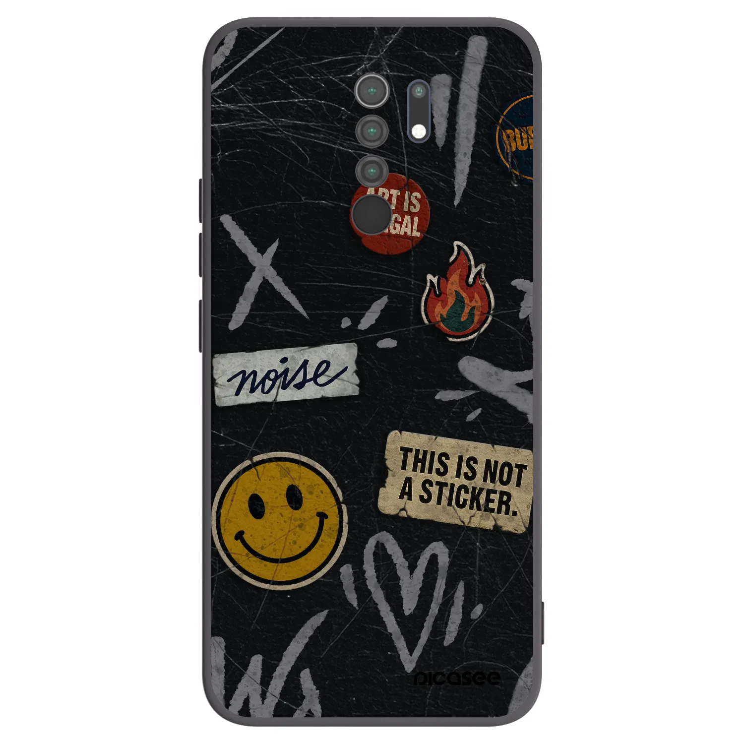 Picasee Xiaomi Redmi 9 Hülle - Schwarzes Silikon - STICKERS x TAGS