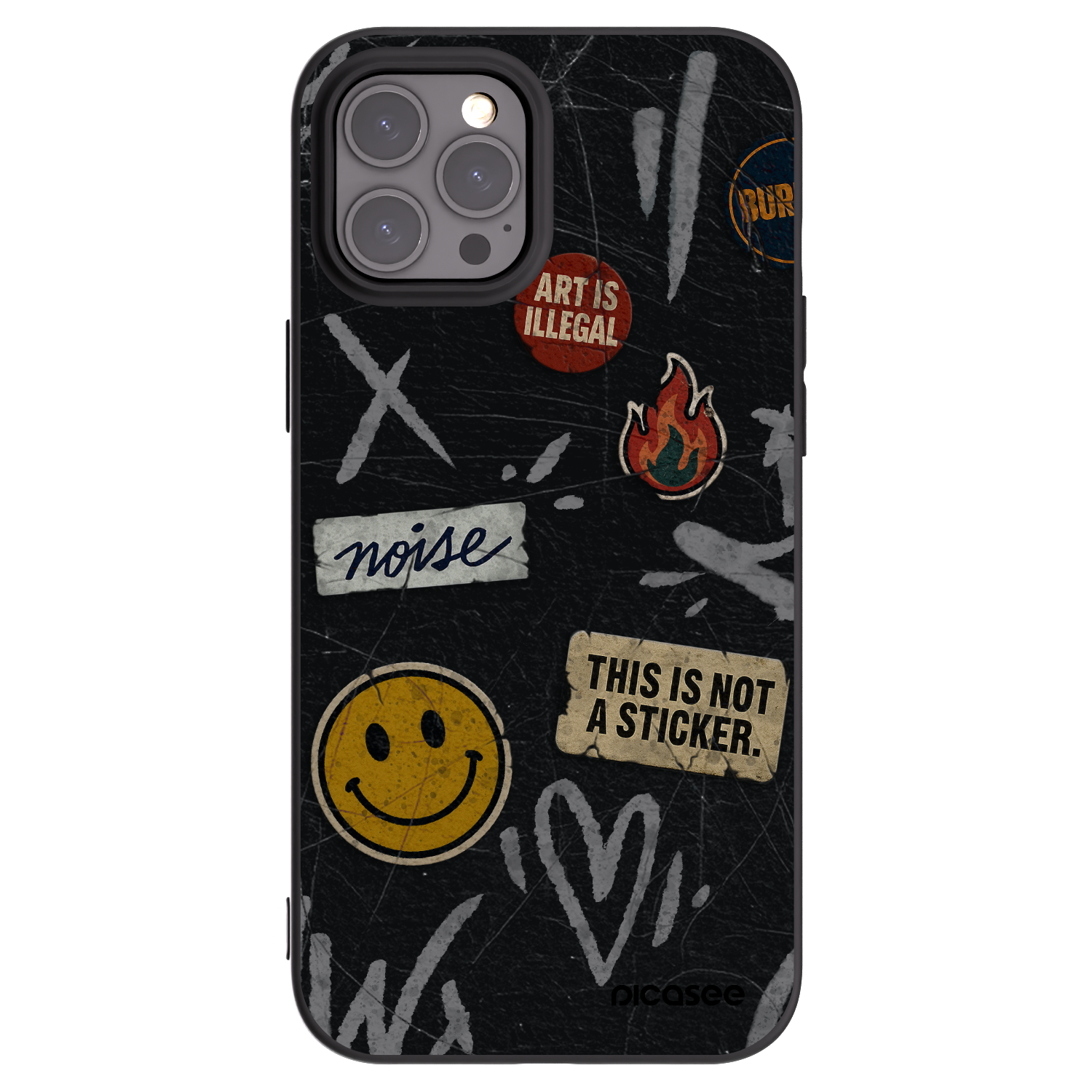 Picasee Apple iPhone 12 Pro Max Hülle - Schwarzes Silikon - STICKERS x TAGS