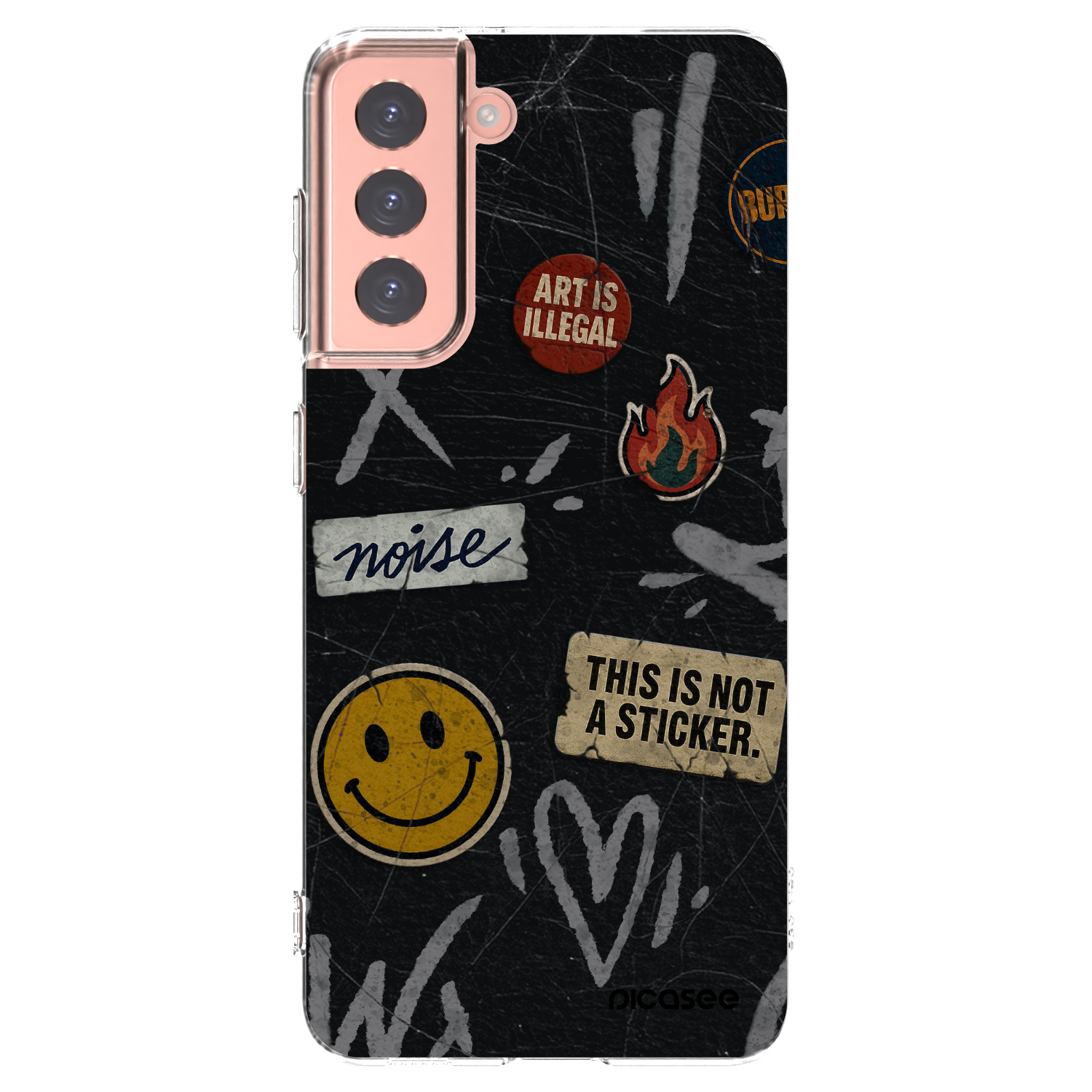 Picasee Samsung Galaxy S21 5G G991B Hülle - Transparentes Silikon - STICKERS x TAGS