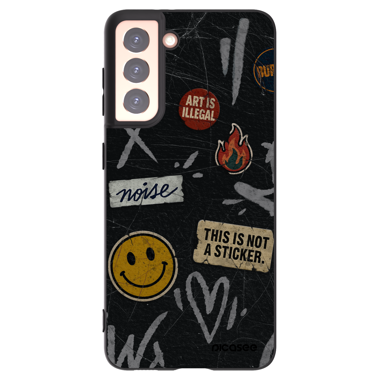Picasee Samsung Galaxy S21 5G G991B Hülle - Schwarzes Silikon - STICKERS x TAGS
