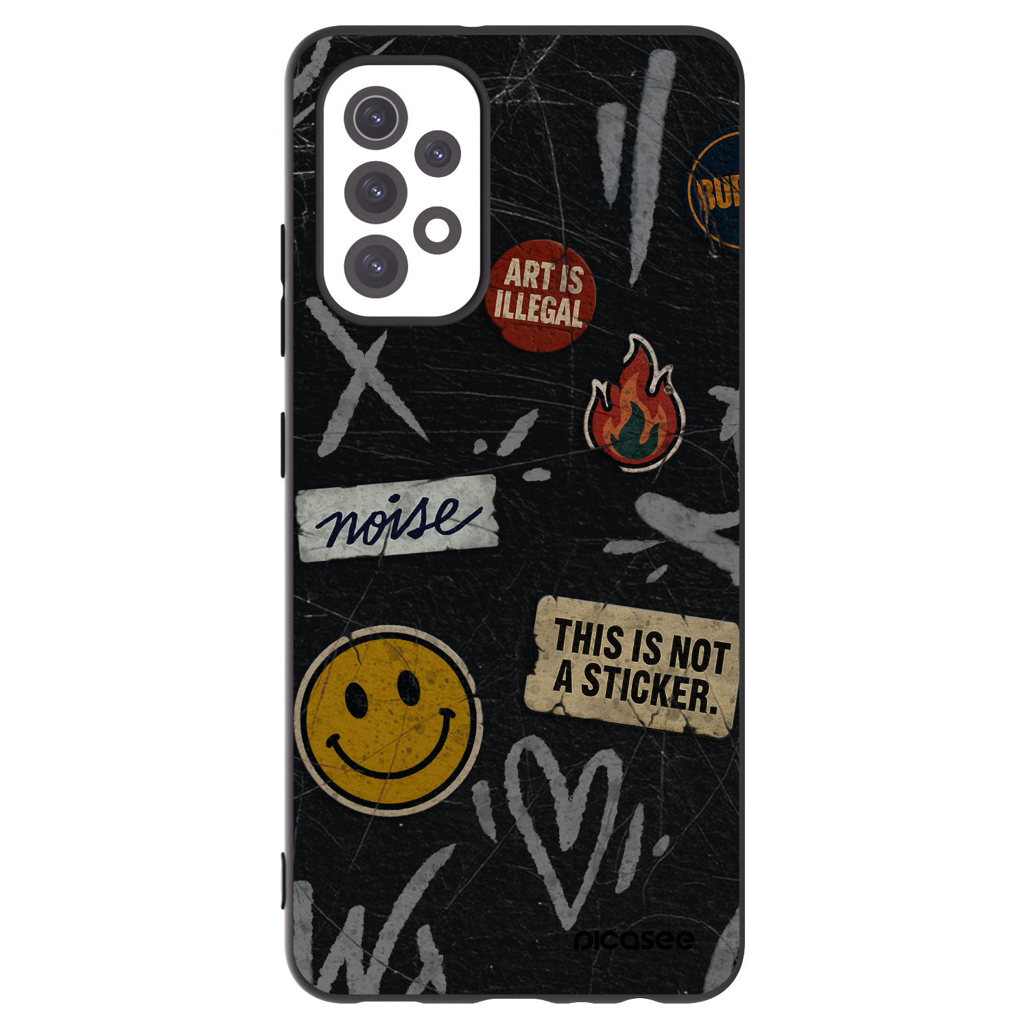 Picasee Samsung Galaxy A32 5G A326B Hülle - Schwarzes Silikon - STICKERS x TAGS