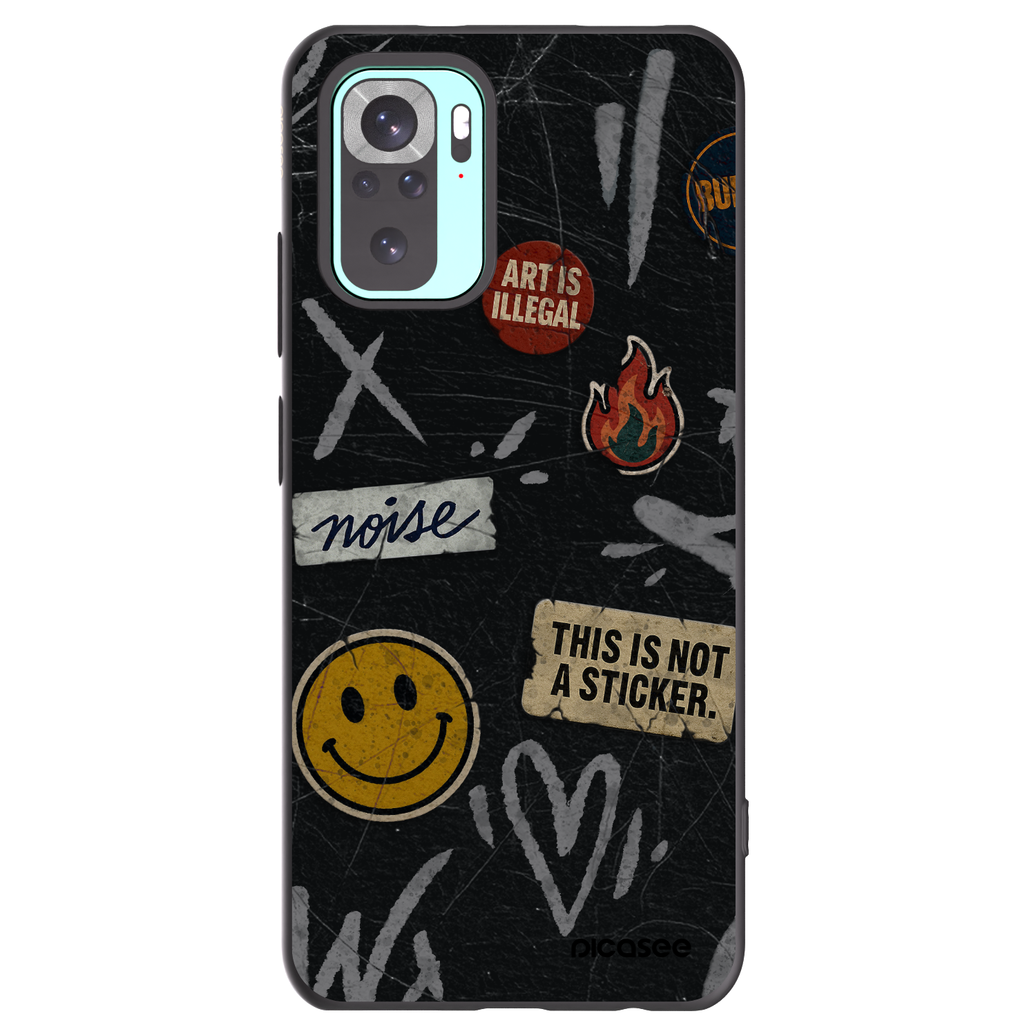Picasee Xiaomi Redmi Note 10 Pro Hülle - Schwarzes Silikon - STICKERS x TAGS