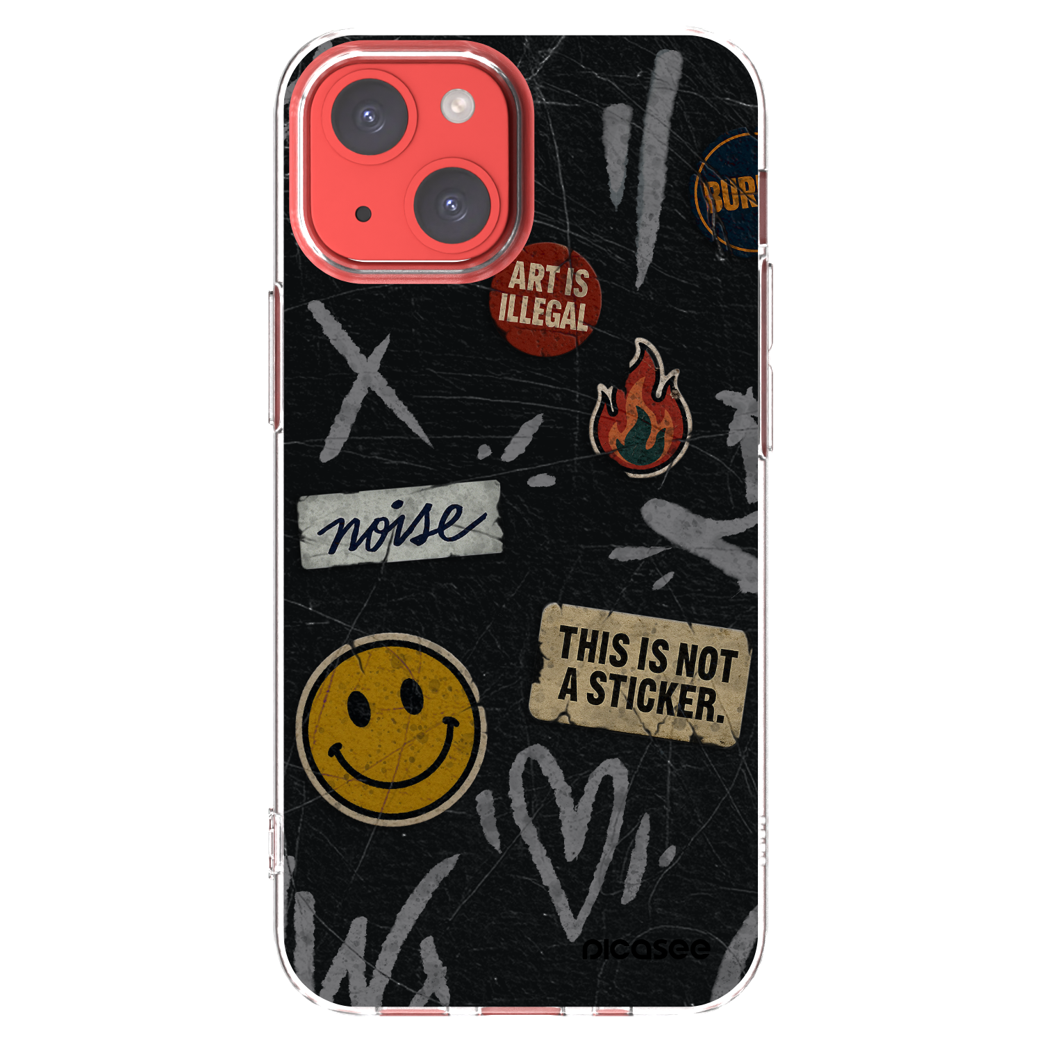 Picasee Apple iPhone 13 mini Hülle - Transparentes Silikon - STICKERS x TAGS