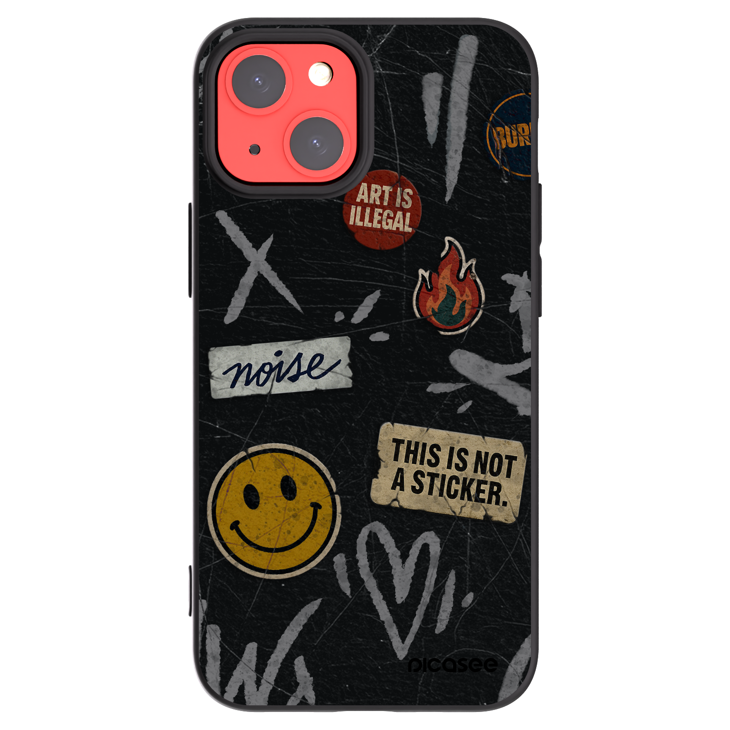 Picasee Apple iPhone 13 mini Hülle - Schwarzes Silikon - STICKERS x TAGS