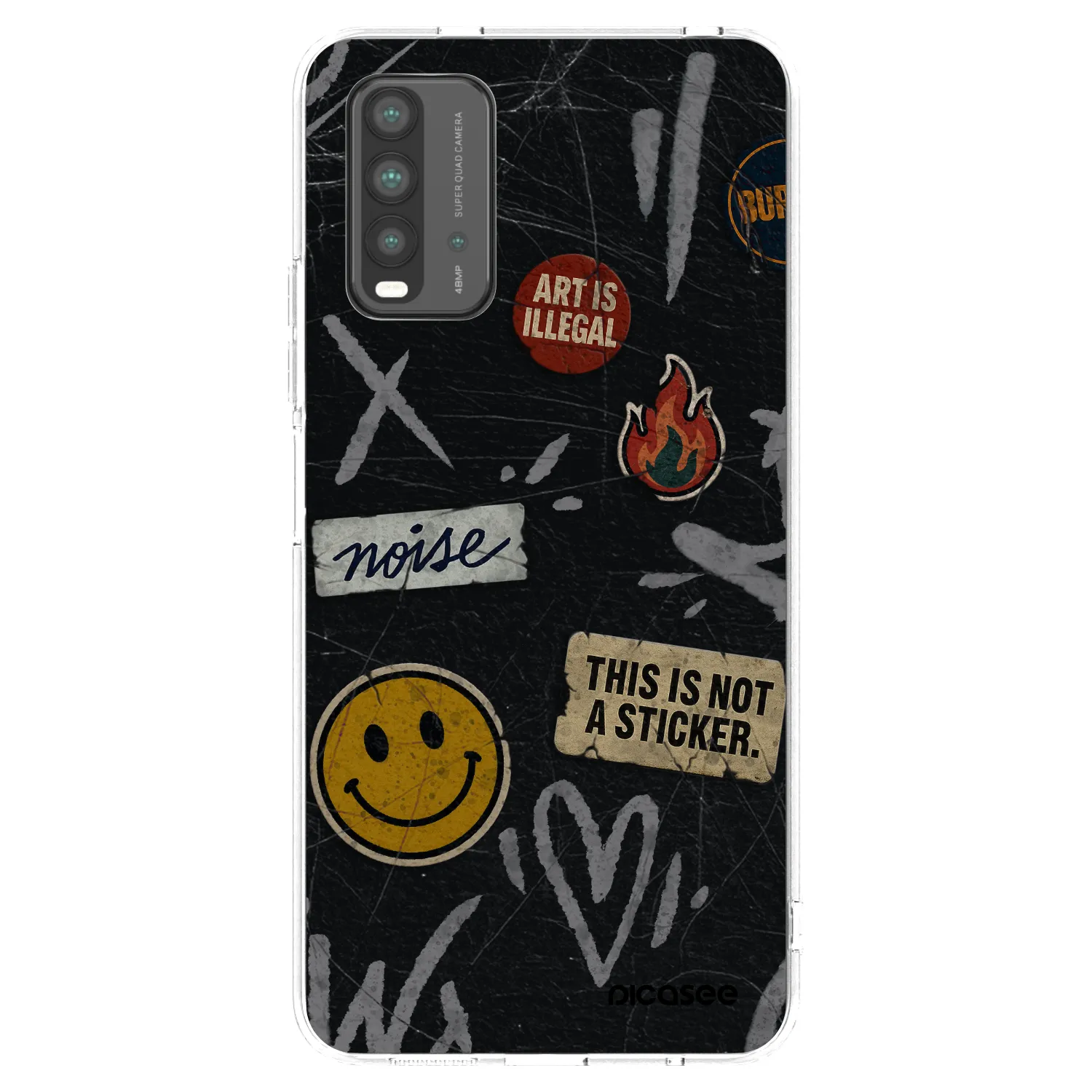 Picasee Xiaomi Redmi 9T Hülle - Schwarzes Silikon - STICKERS x TAGS