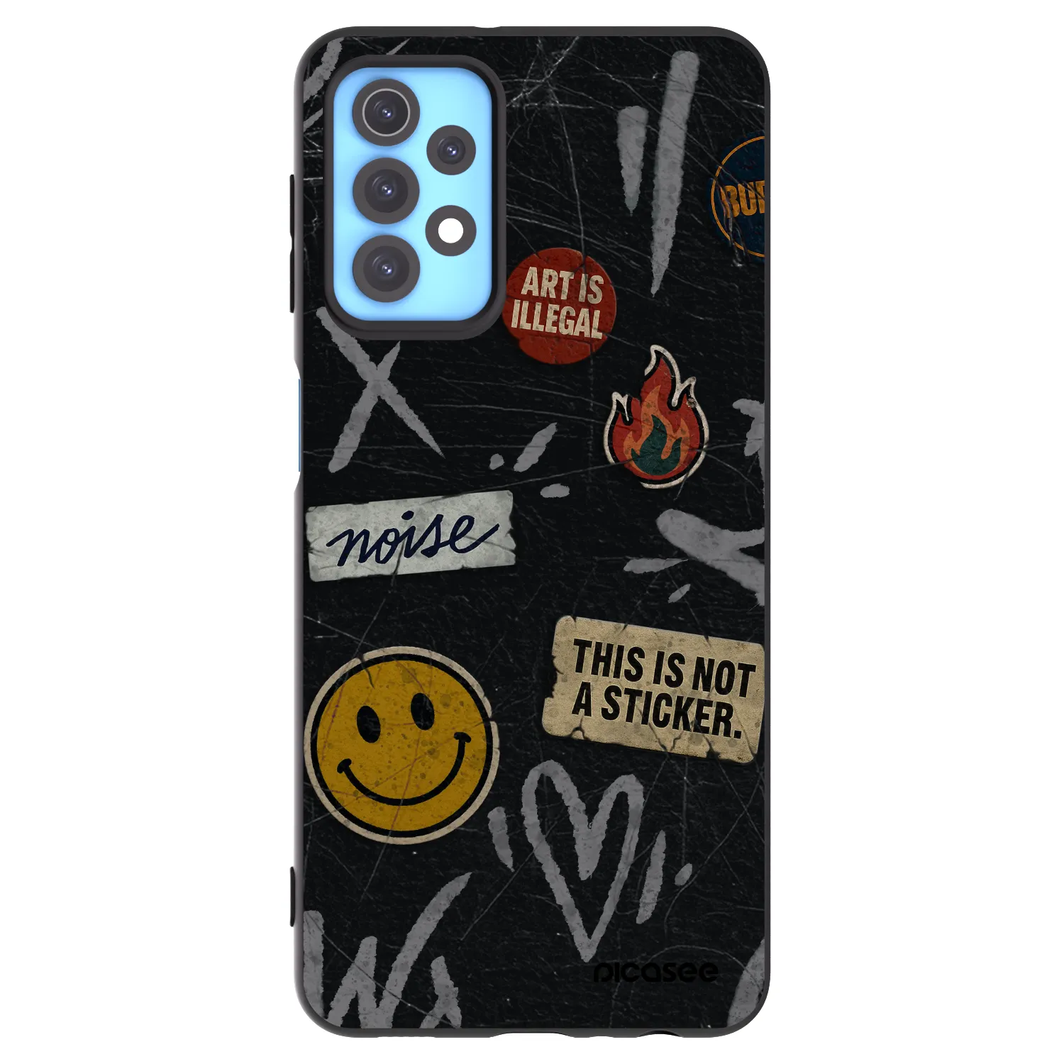 Picasee Samsung Galaxy A32 4G SM-A325F Hülle - Schwarzes Silikon - STICKERS x TAGS