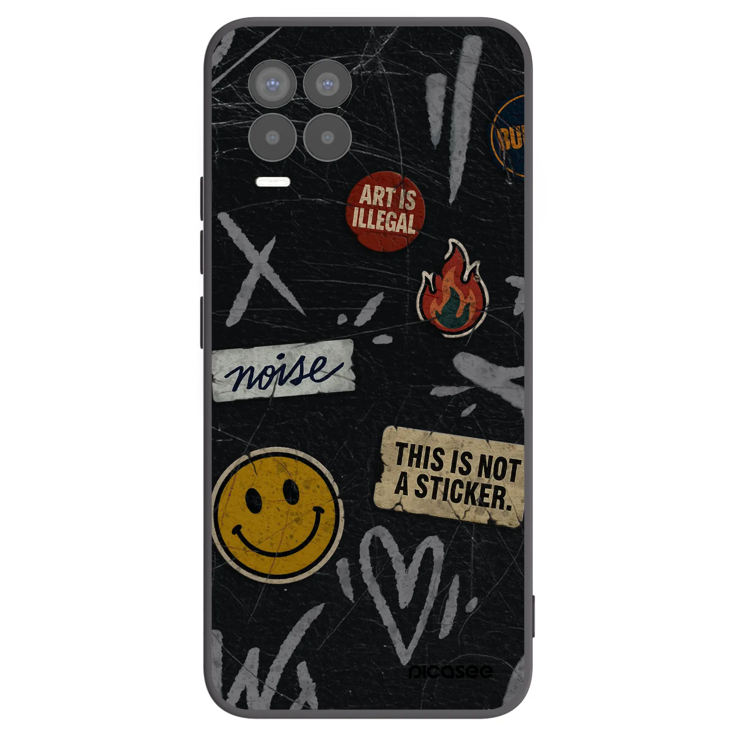 Picasee Realme 8 4G Hülle - Schwarzes Silikon - STICKERS x TAGS