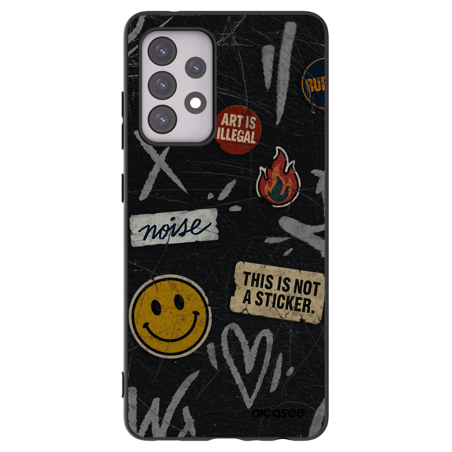 Picasee Samsung Galaxy A52s 5G A528B Hülle - Schwarzes Silikon - STICKERS x TAGS