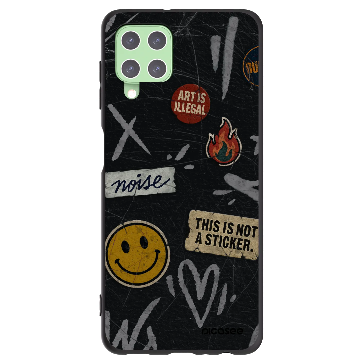Picasee Samsung Galaxy A22 A225F 4G Hülle - Schwarzes Silikon - STICKERS x TAGS