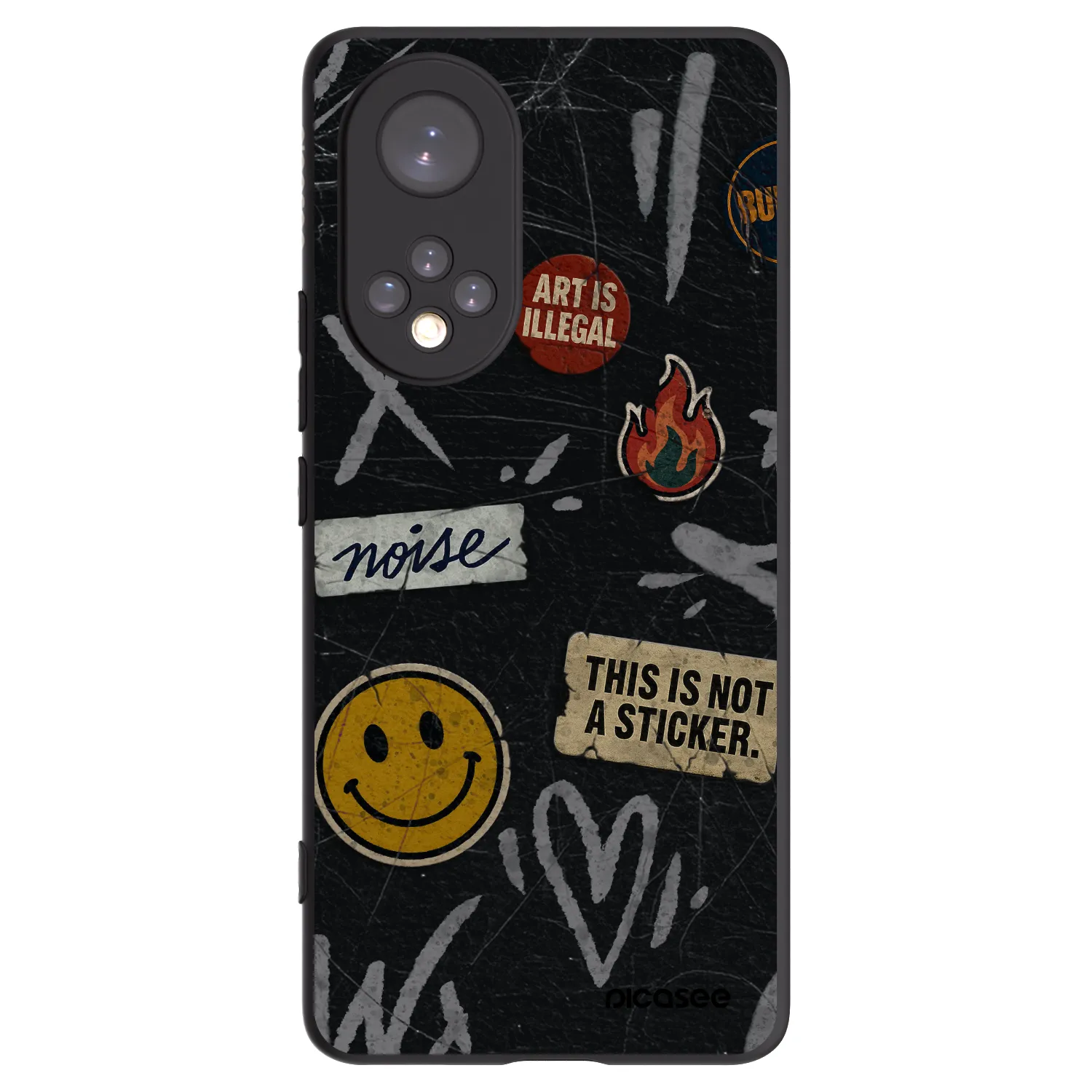 Picasee Honor 50 5G Hülle - Schwarzes Silikon - STICKERS x TAGS