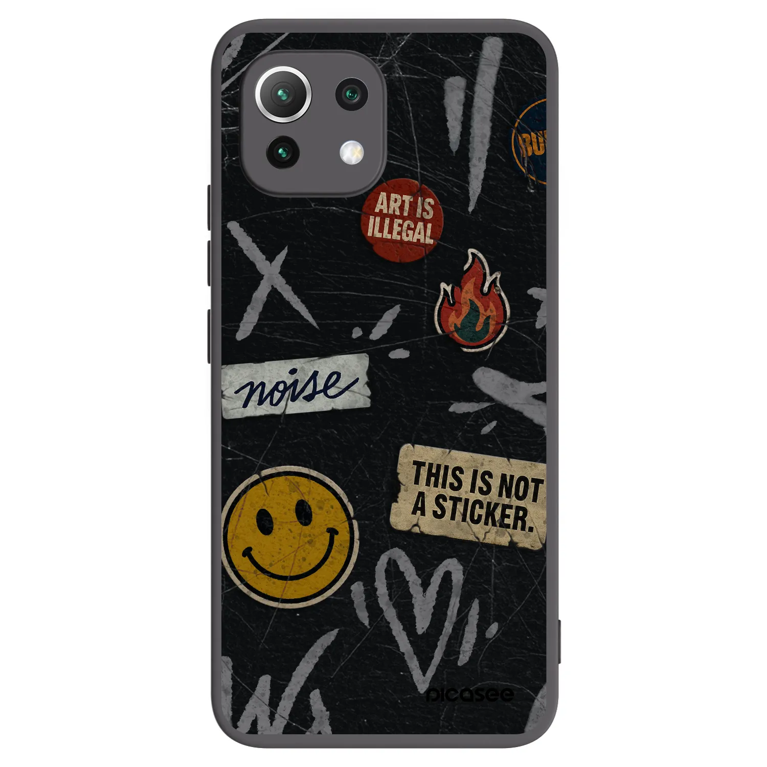 Picasee Xiaomi 11 Lite 5G NE Hülle - Schwarzes Silikon - STICKERS x TAGS