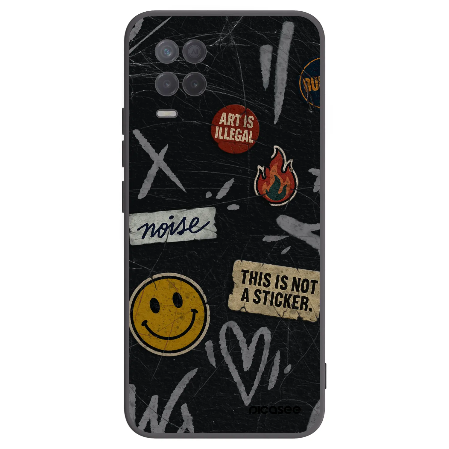 Picasee Realme 8 5G Hülle - Schwarzes Silikon - STICKERS x TAGS