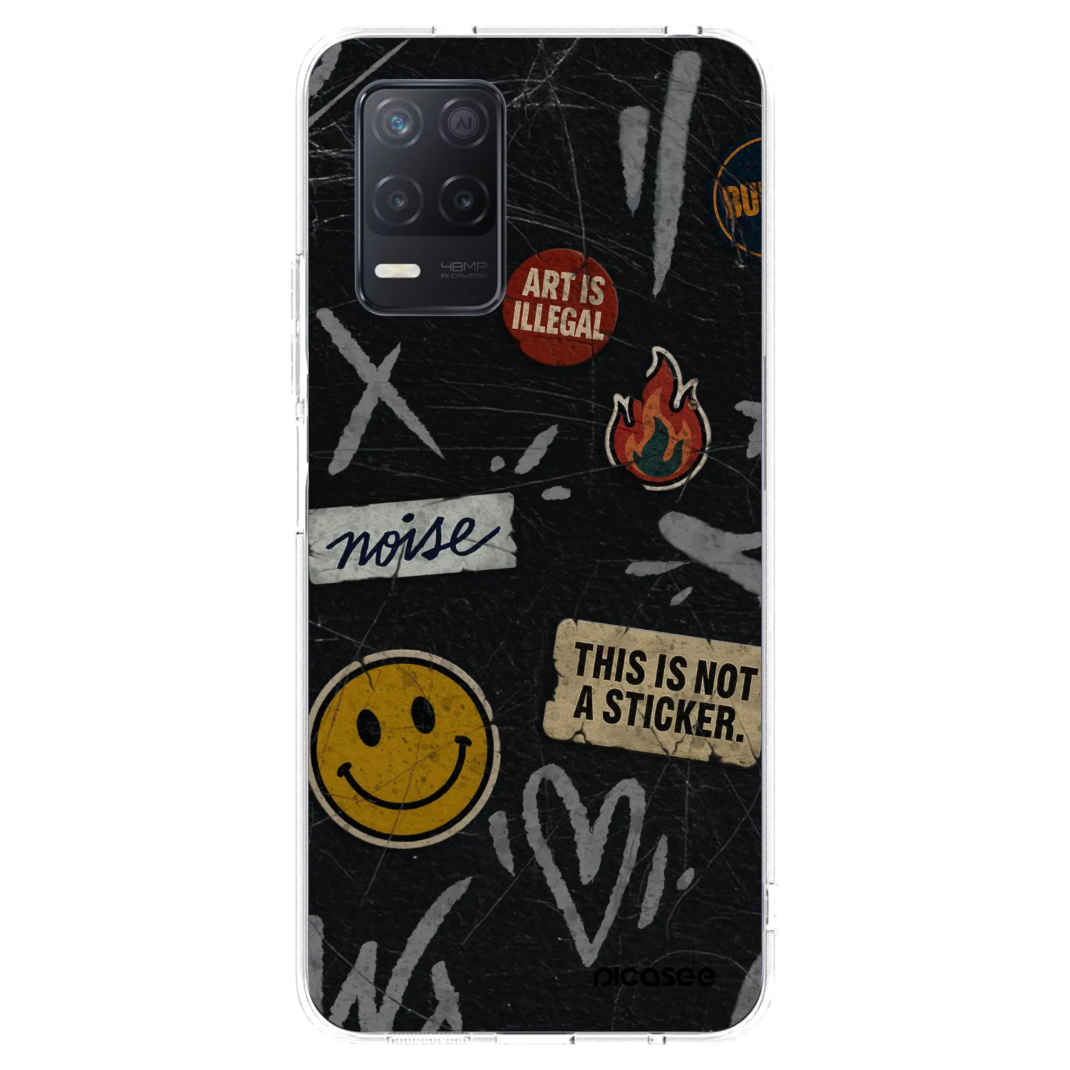 Picasee Realme 8 5G Hülle - Transparentes Silikon - STICKERS x TAGS