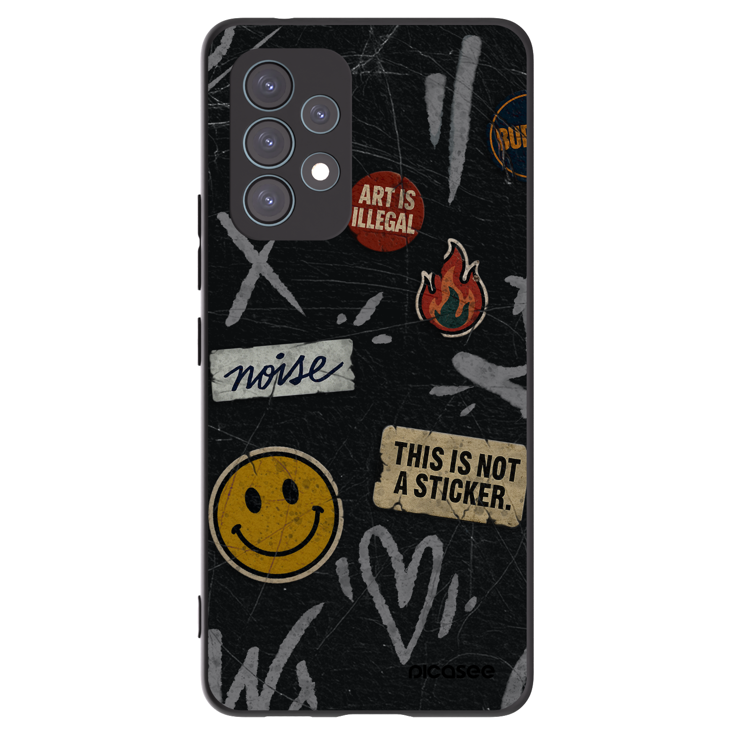 Picasee Samsung Galaxy A53 5G A536 Hülle - Schwarzes Silikon - STICKERS x TAGS