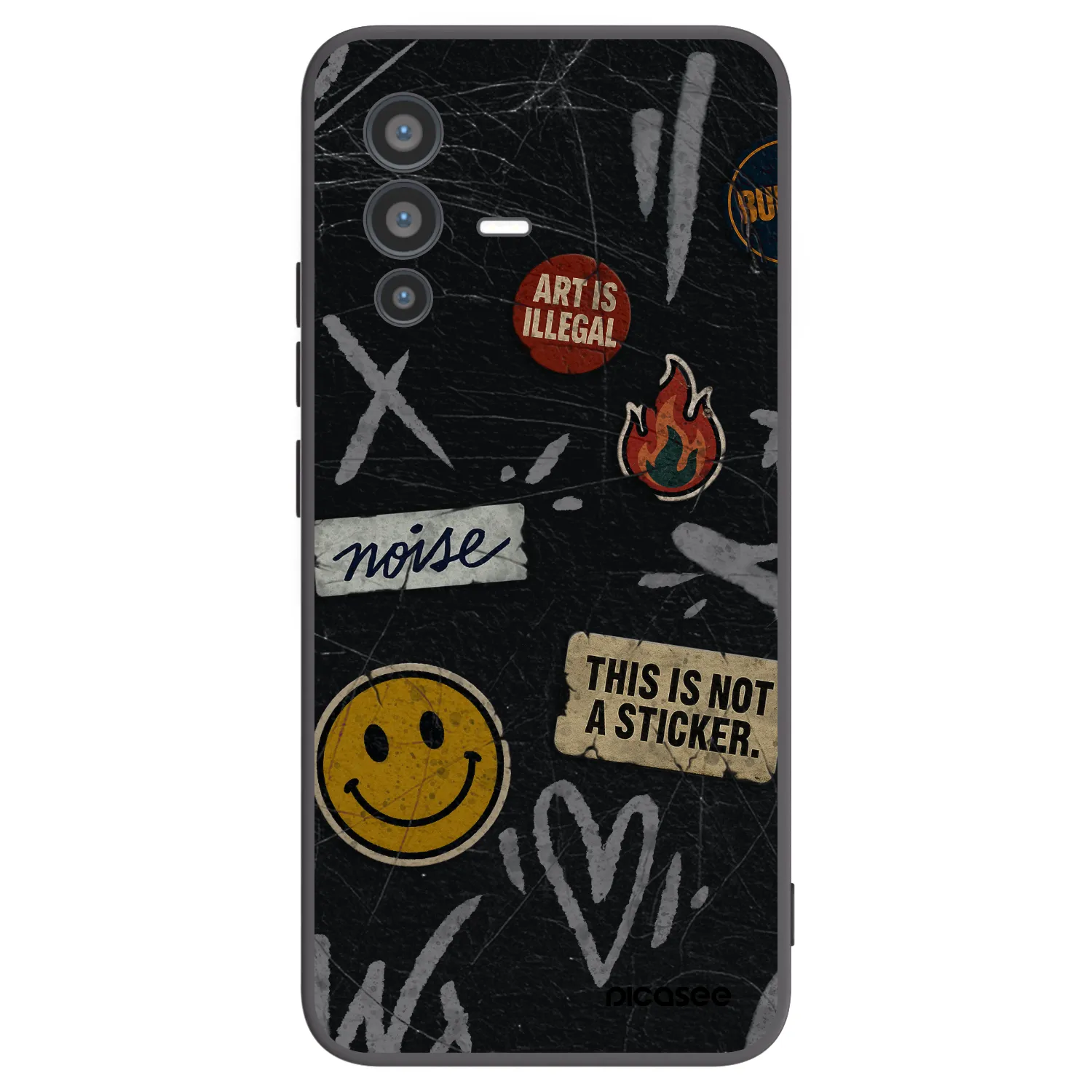 Picasee Vivo V23 5G Hülle - Schwarzes Silikon - STICKERS x TAGS