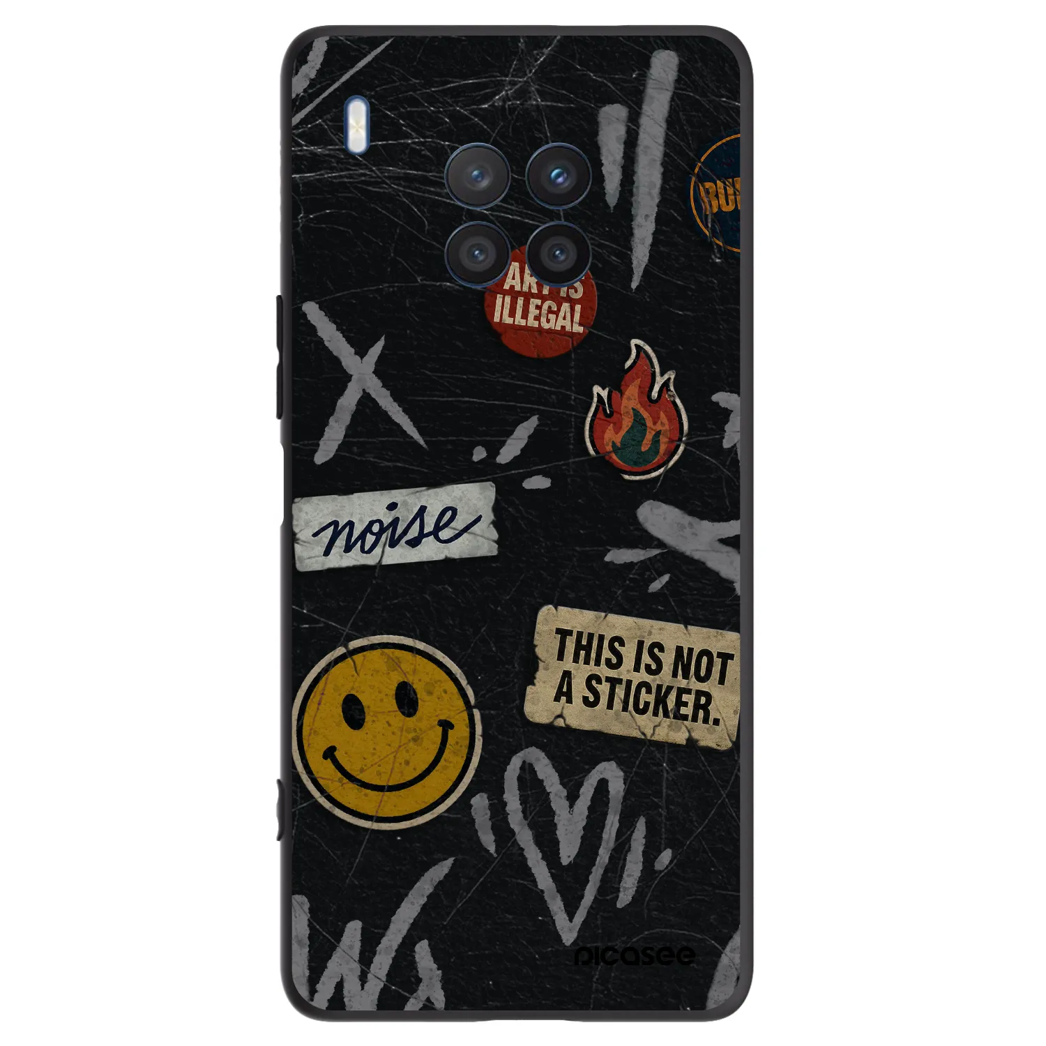 Picasee Honor 50 Lite Hülle - Schwarzes Silikon - STICKERS x TAGS