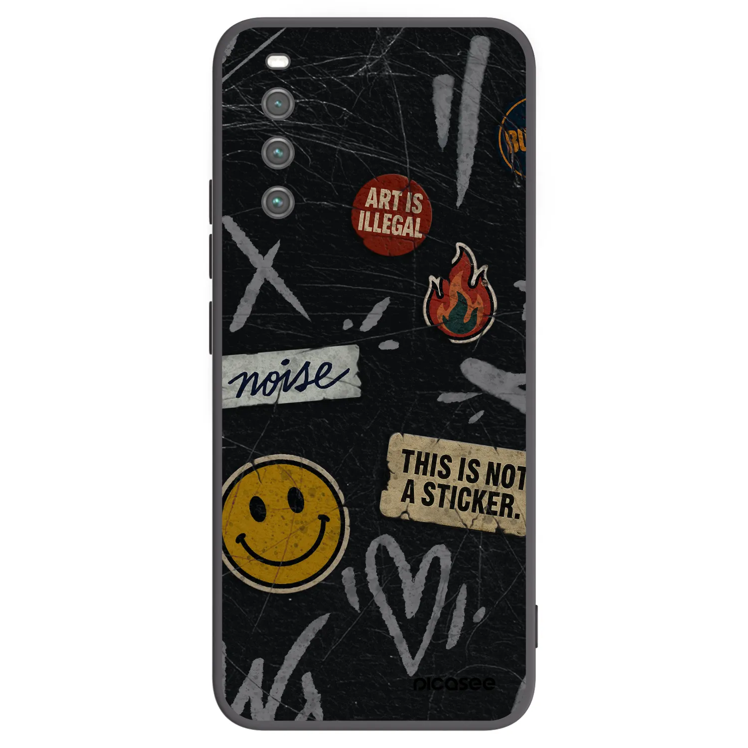 Picasee Sony Xperia 10 IV 5G Hülle - Schwarzes Silikon - STICKERS x TAGS