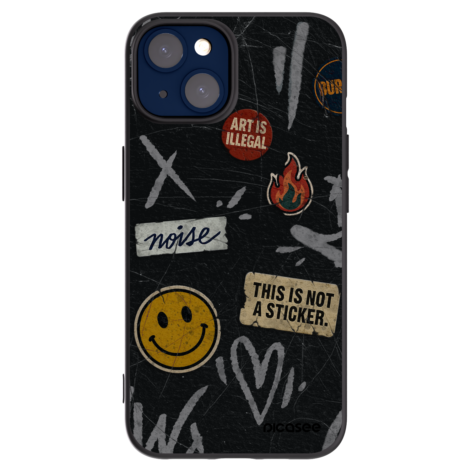Picasee Apple iPhone 14 Hülle - Schwarzes Silikon - STICKERS x TAGS