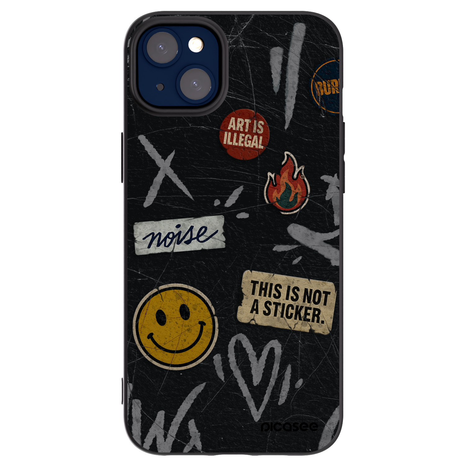 Picasee Apple iPhone 14 Plus Hülle - Schwarzes Silikon - STICKERS x TAGS