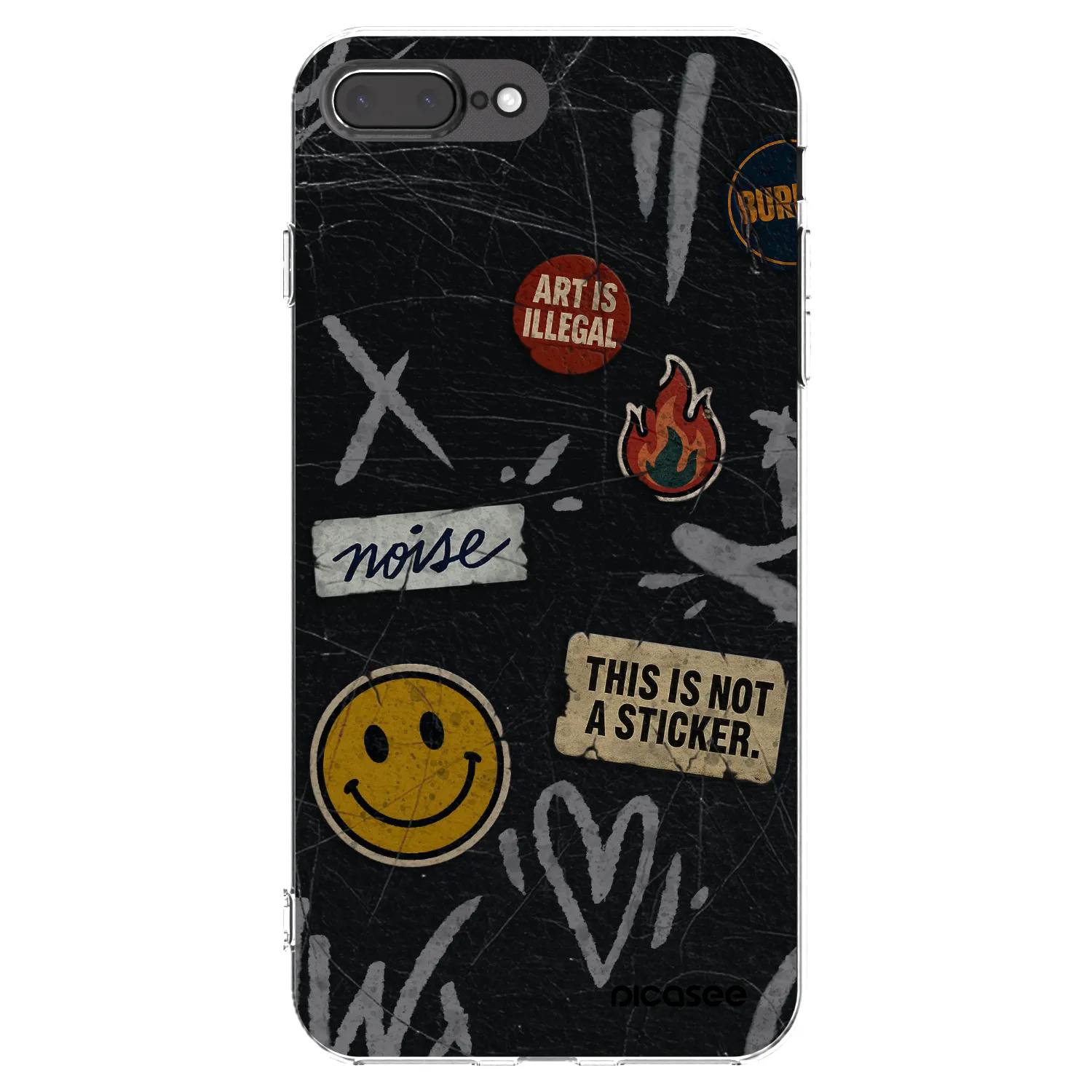 Picasee Apple iPhone 8 Plus Hülle - Transparentes Silikon - STICKERS x TAGS