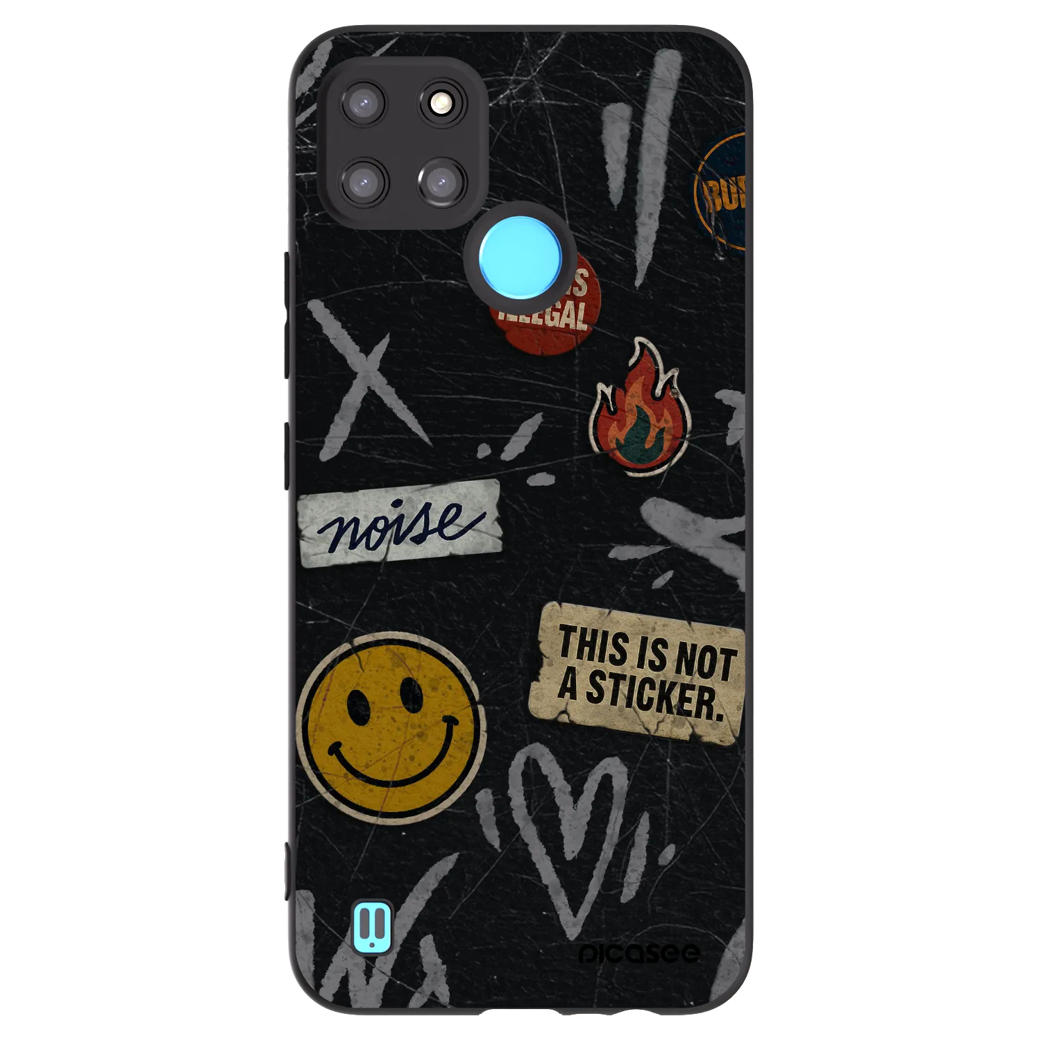 Picasee Realme C21Y Hülle - Schwarzes Silikon - STICKERS x TAGS