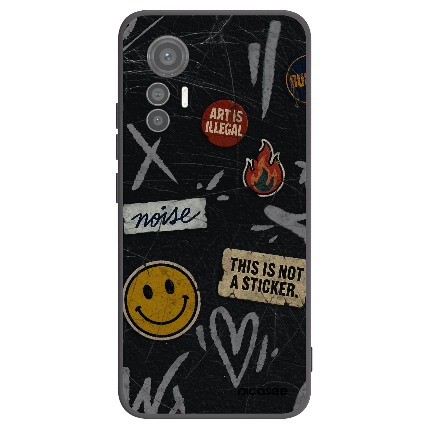 Picasee Xiaomi 12 Lite Hülle - Schwarzes Silikon - STICKERS x TAGS
