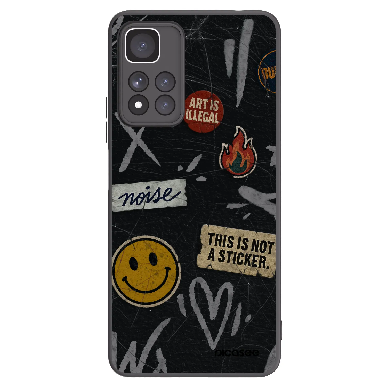 Picasee Xiaomi Redmi Note 11 Pro+ 5G Hülle - Schwarzes Silikon - STICKERS x TAGS