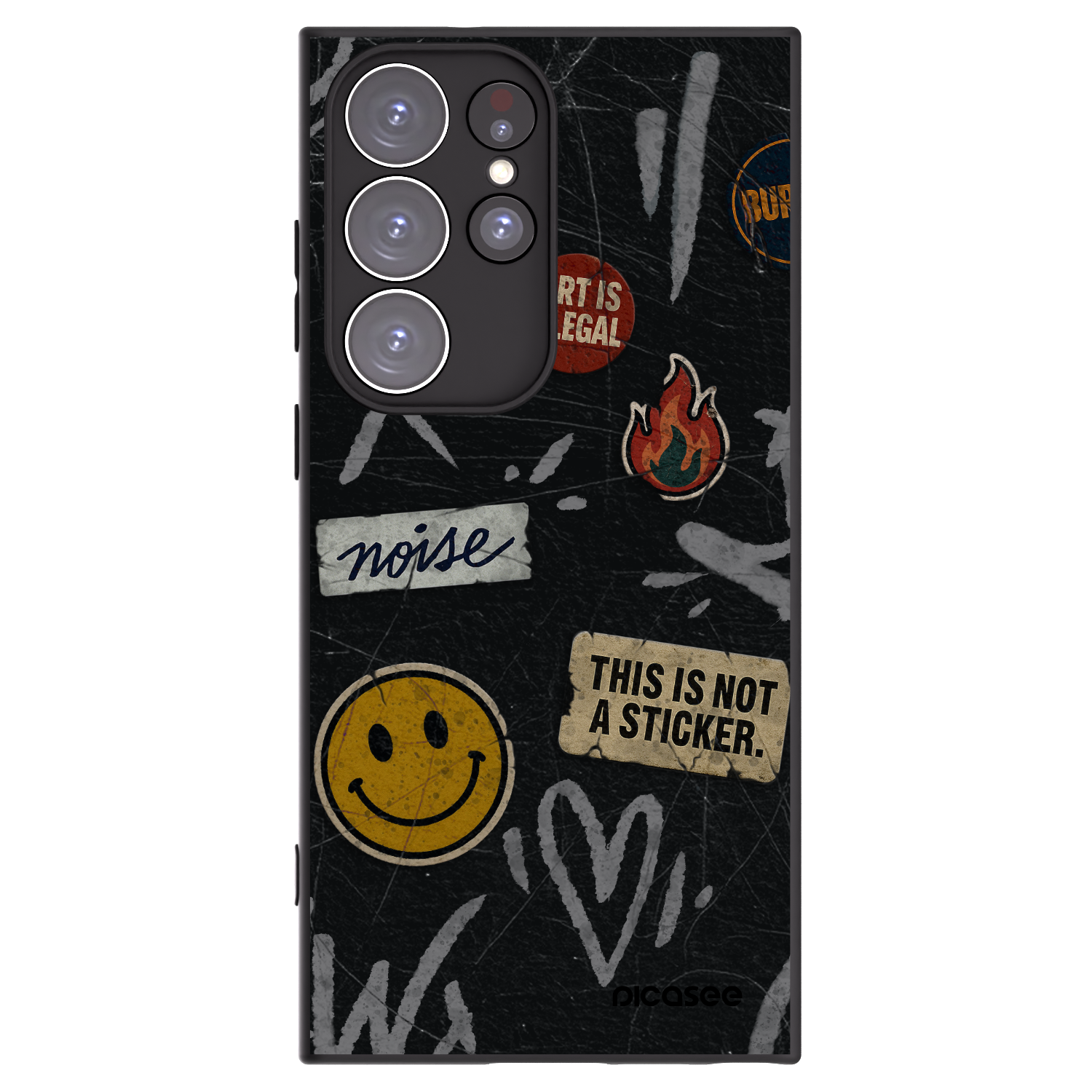 Picasee Samsung Galaxy S23 Ultra 5G Hülle - Schwarzes Silikon - STICKERS x TAGS