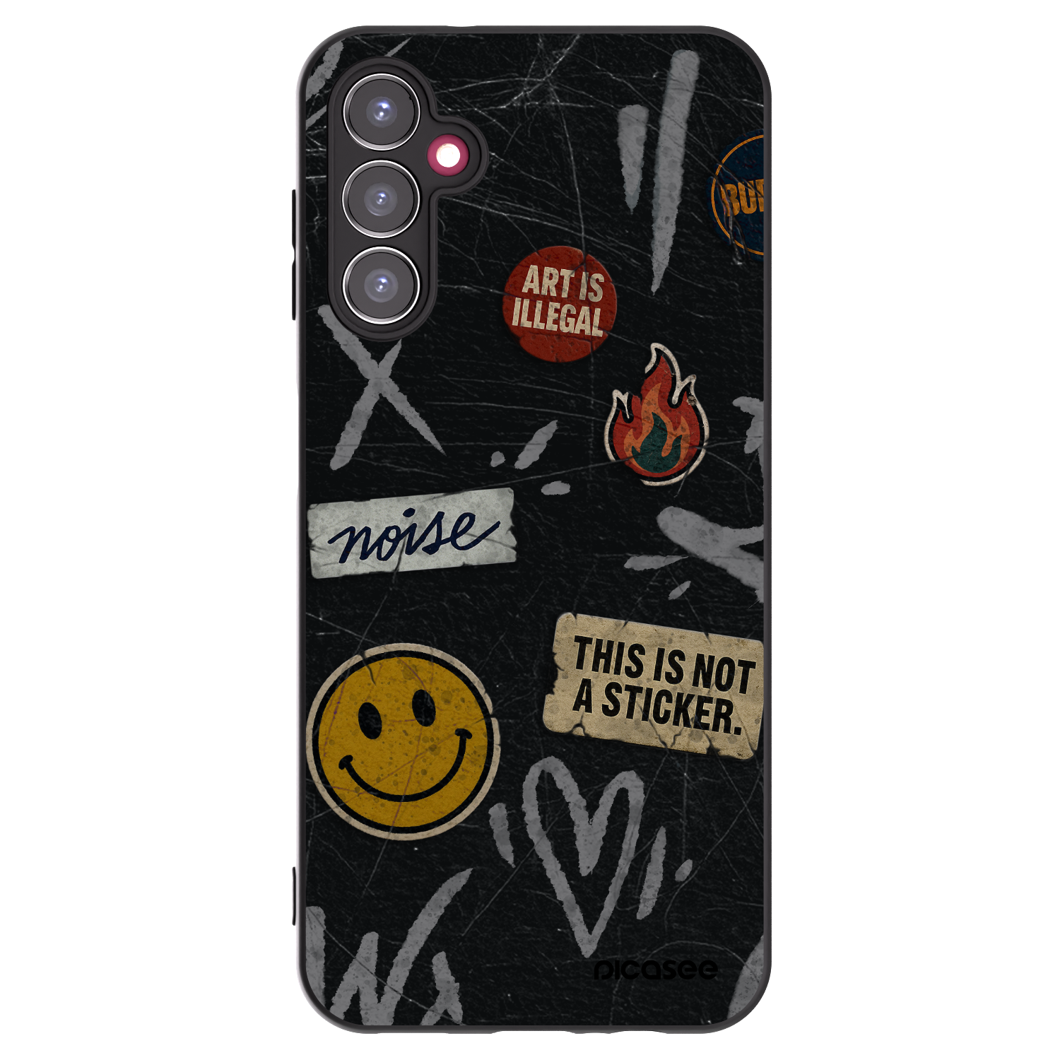 Picasee Samsung Galaxy A14 4G A145R Hülle - Schwarzes Silikon - STICKERS x TAGS