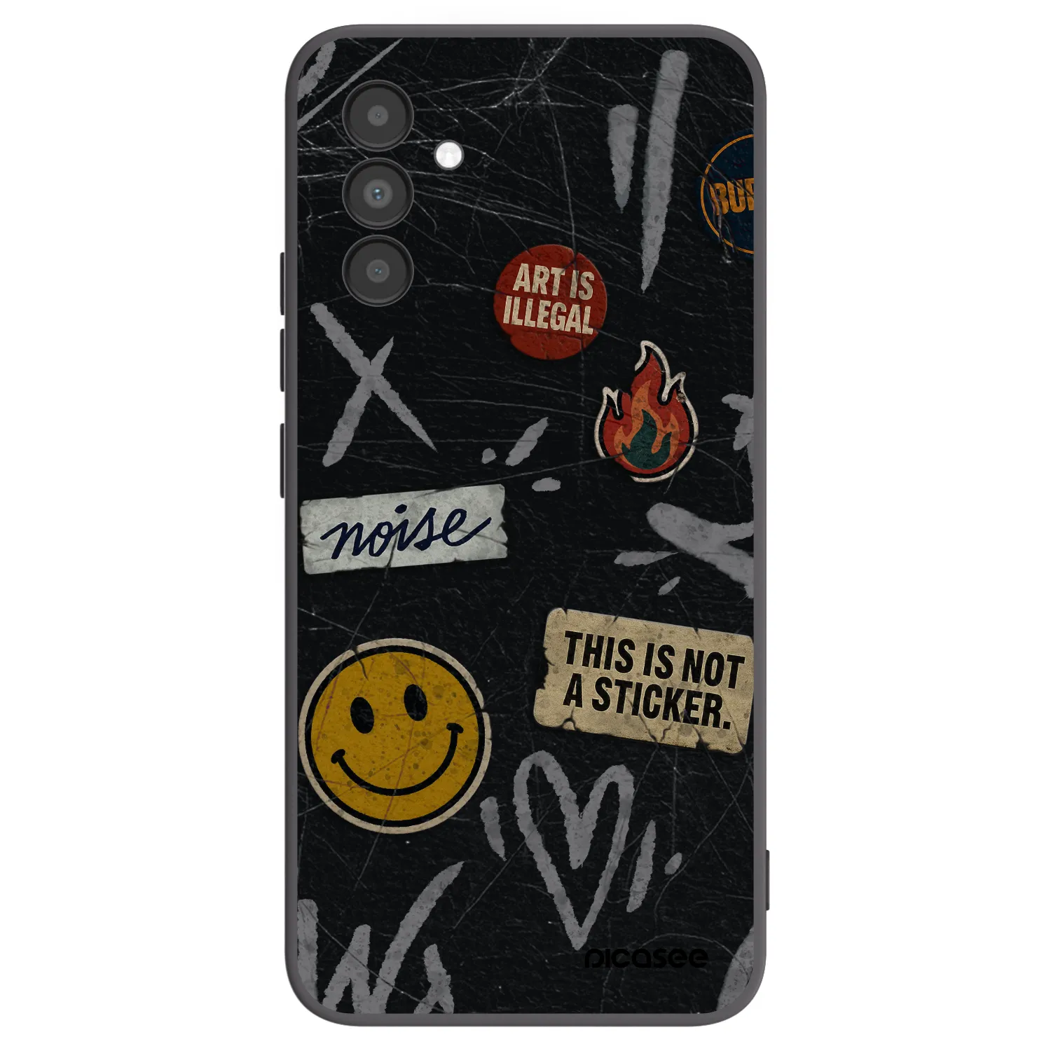 Picasee Samsung Galaxy A04s A047F Hülle - Schwarzes Silikon - STICKERS x TAGS