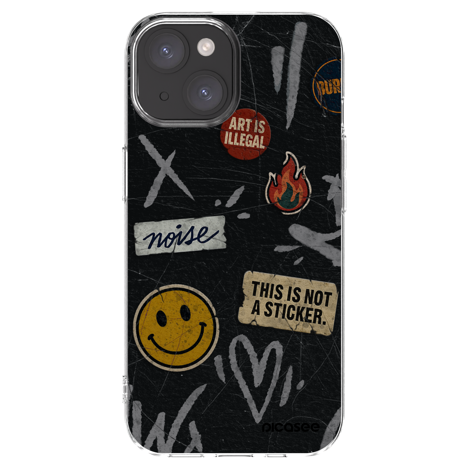 Picasee Apple iPhone 15 Hülle - Transparentes Silikon - STICKERS x TAGS