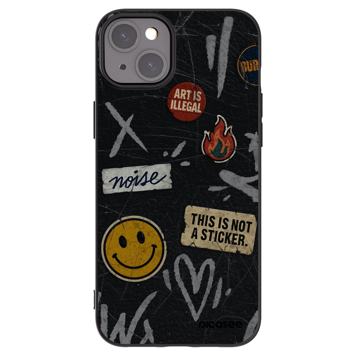 Picasee Apple iPhone 15 Plus Hülle - Schwarzes Silikon - STICKERS x TAGS