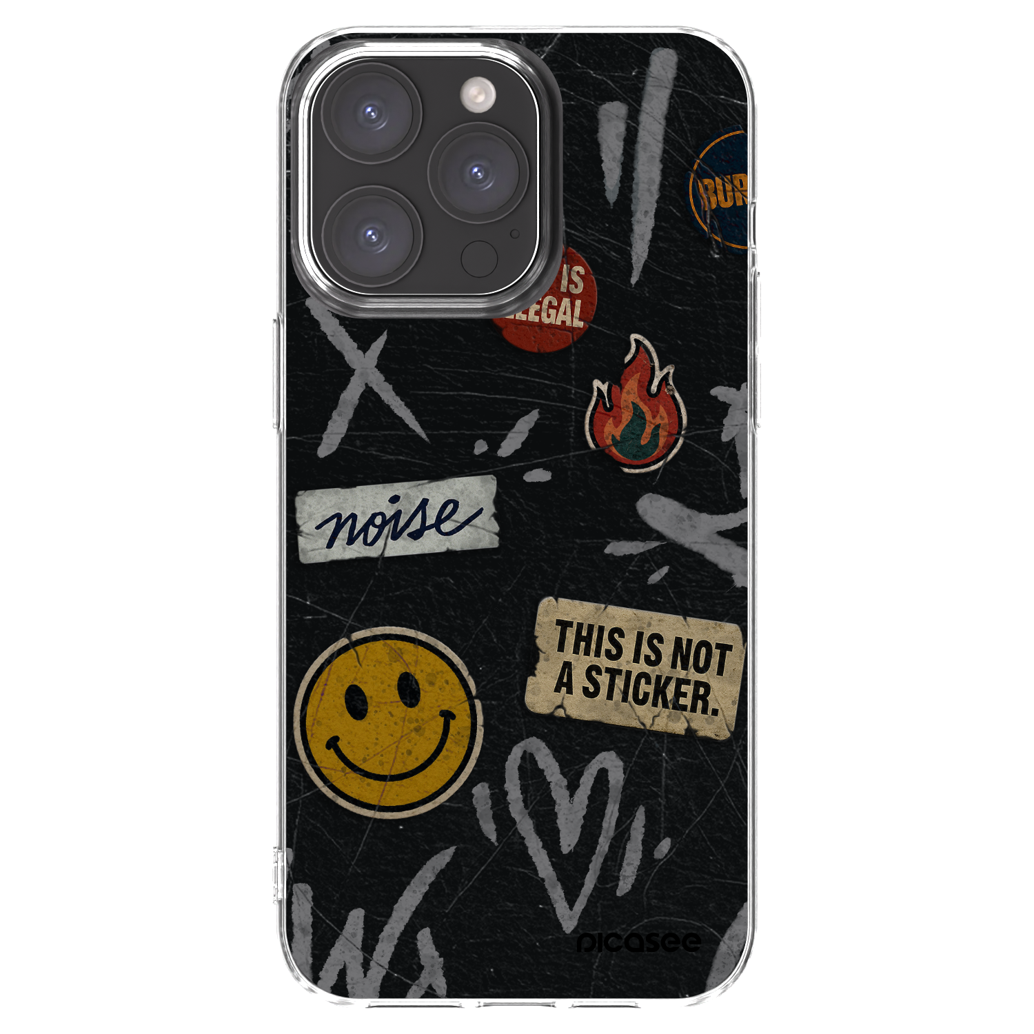 Picasee Apple iPhone 15 Pro Max Hülle - Transparentes Silikon - STICKERS x TAGS